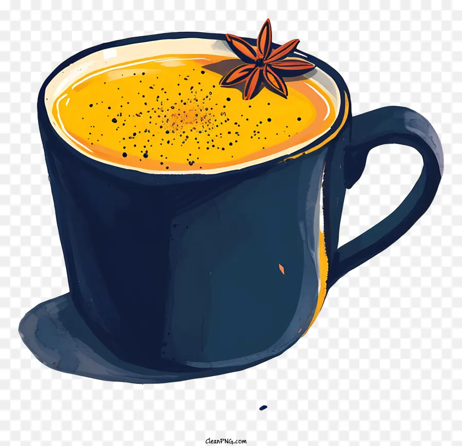 gelbe Sterne - Handgezeichnetes Bild von Tasse mit gelber Flüssigkeit