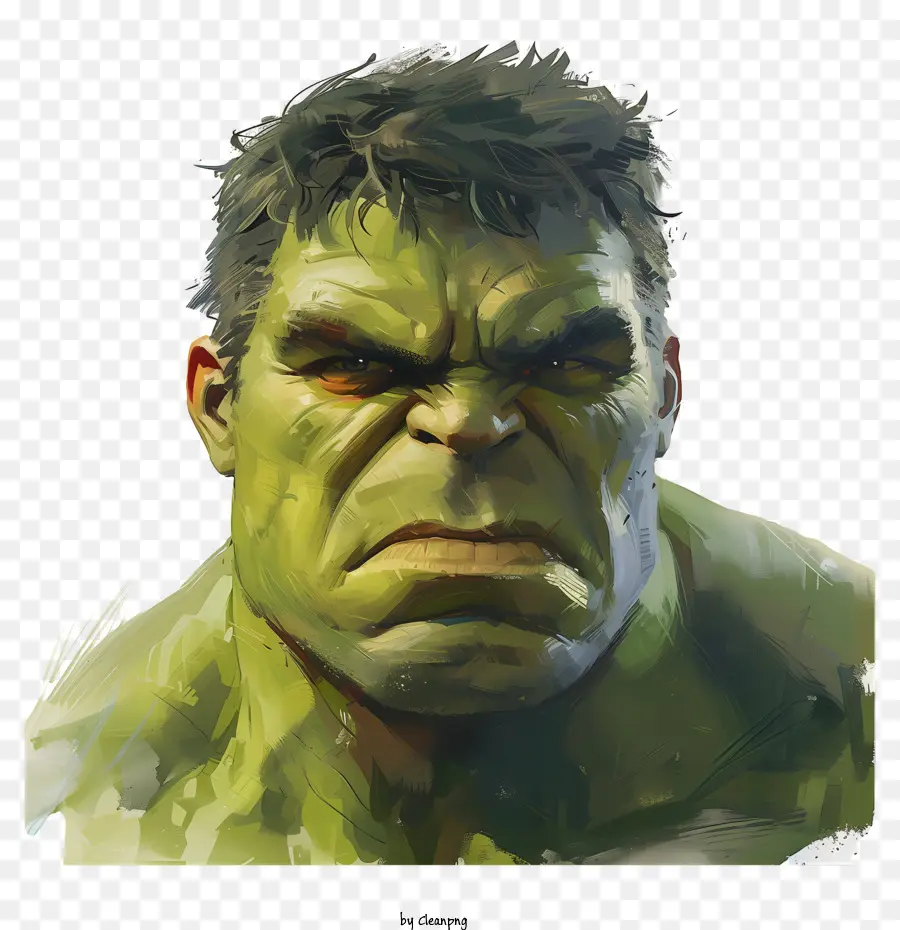 Hulk - Ernsthafter Mann mit intensiven Augen in Malerei