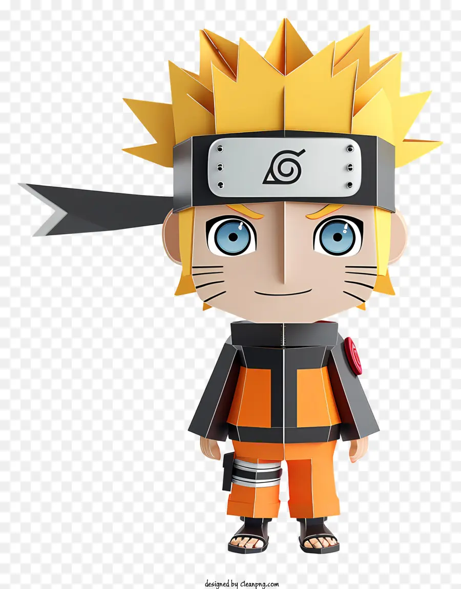Naruto - Mann mit blauen Augen, blondem Haar, schwarzer Kleidung und großem Schwert