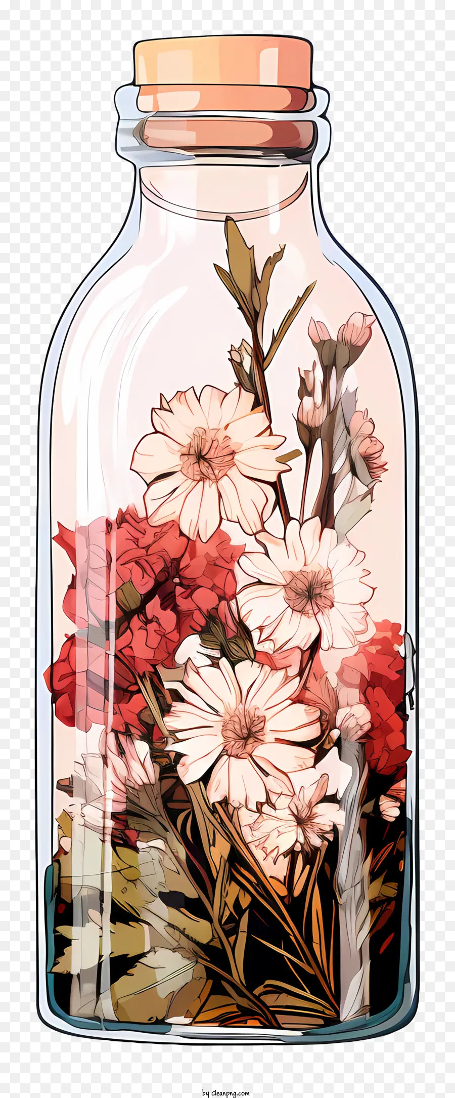 dry flower glass glass jar with flowers floating flowers minimalist floral arrangement flat design flower jar