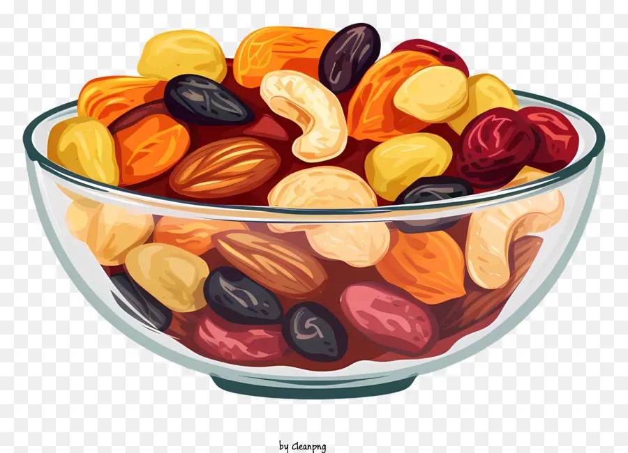 Trockene Früchte verschiedene Nüsse Cashewnüsse Mandel Erdnüsse - Nahaufnahme von verschiedenen geschälten und ungeschandten Nüssen