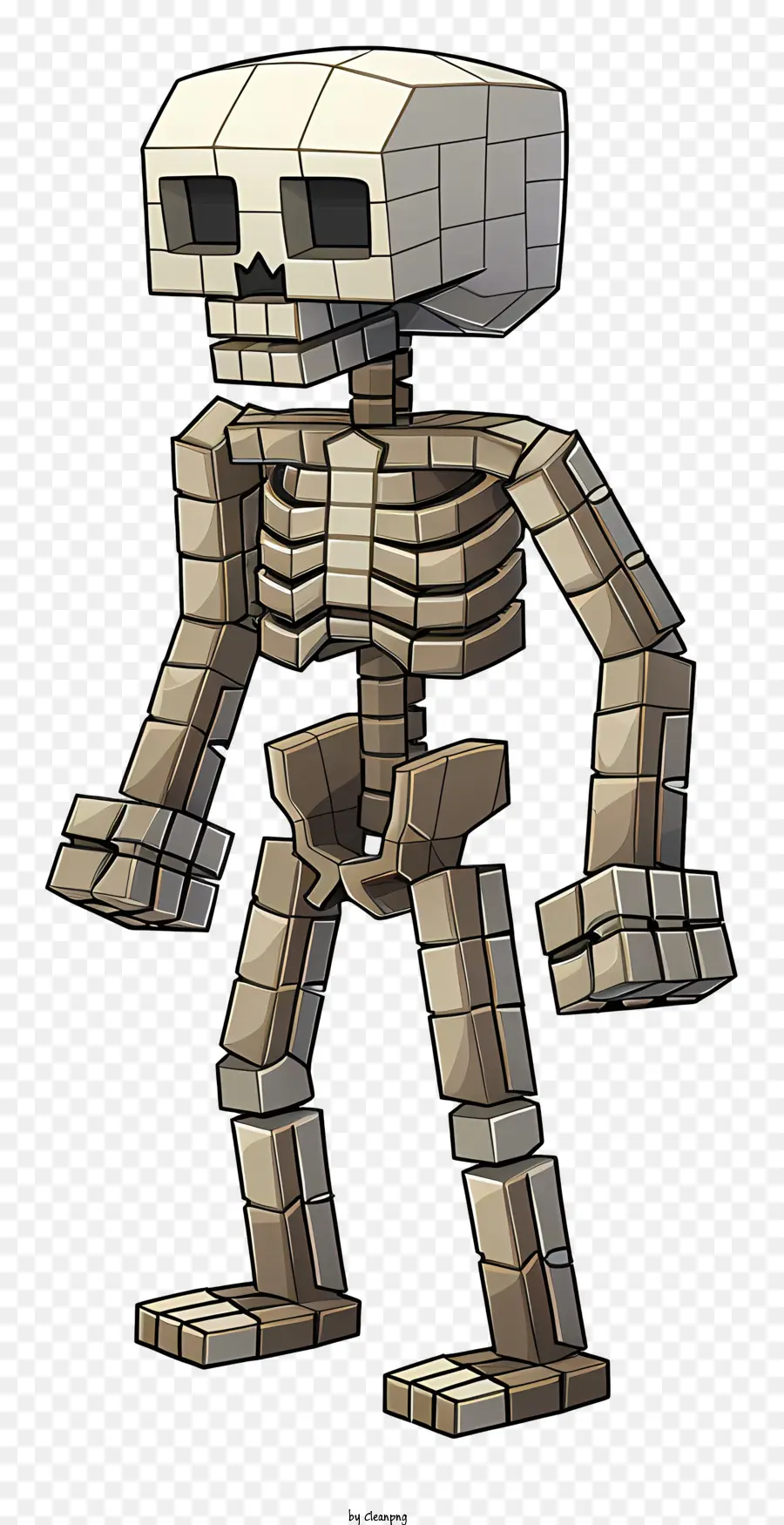 Minecraft - Gruseliges Skelettmodell mit ausgestreckten Armen und festen Füßen