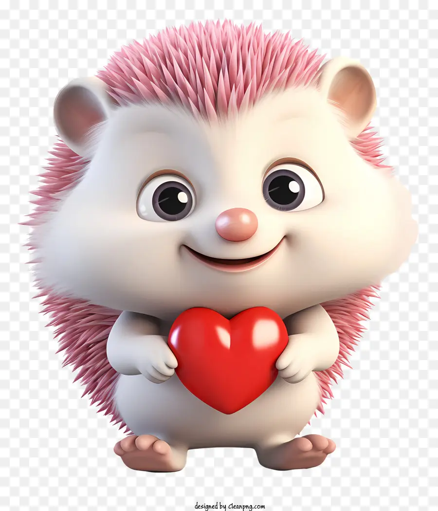 Valentine Hedgehog Cute Hedgehog Red Heart Happy Hedgehog Content Hedgehog - Hedgehog carino con cuore rosso, che esprime amore