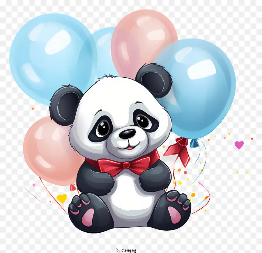 Fliege - Verspielter Pandabär mit Luftballons und Fliege