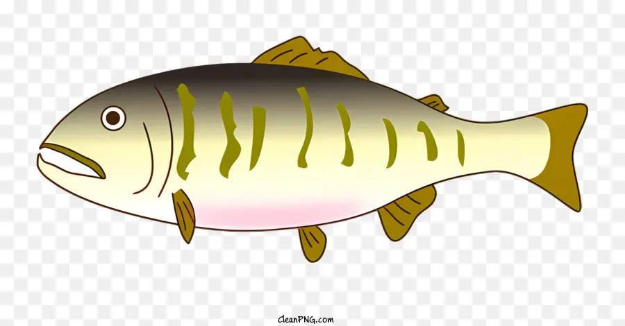 Fisch Cartoon Fisch schwarz und weiße Streifen Augen öffnen den Mund weit offen - Zeichentrickfisch mit schwarzen und weißen Streifen