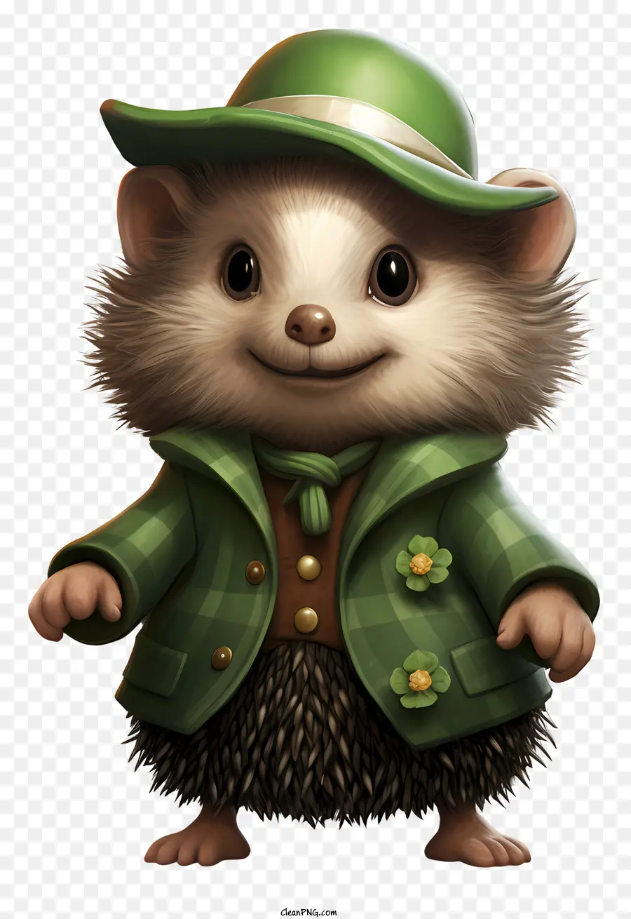 trifoglio - Hedgehog in cappello verde e cappotto con Shamrock