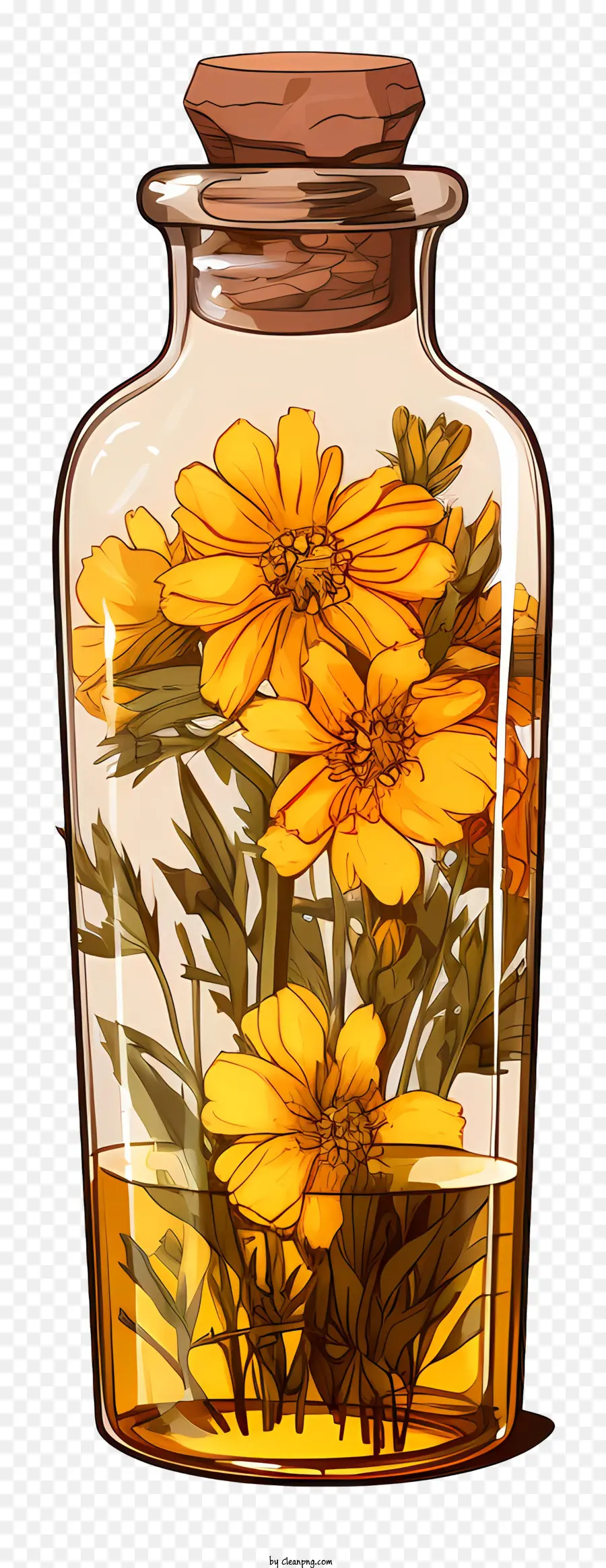 Gesteck - Flaches 2D -Bild von Blumen im Glas