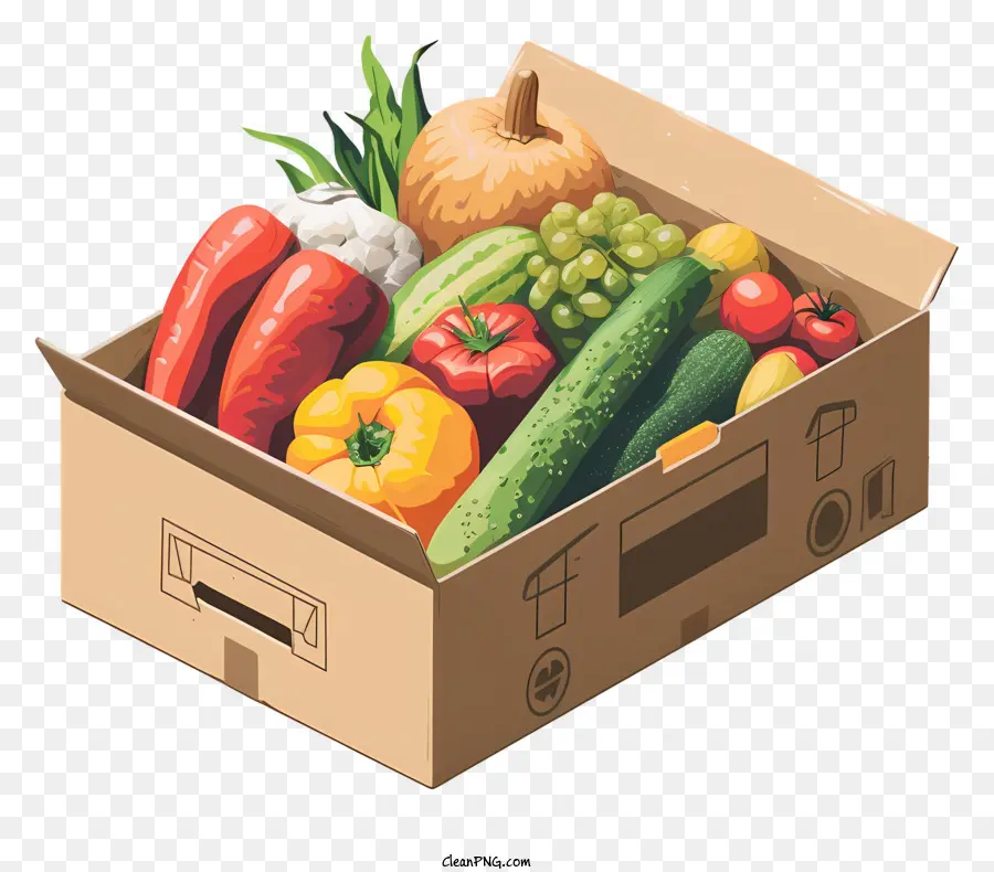 scatola vegetale frutta verdura mele pomodori - Frutta e verdura assortite in una scatola