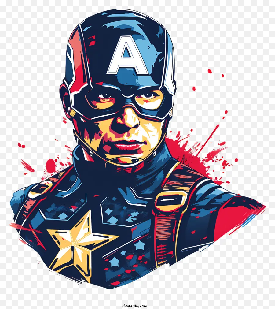 bestaunen - Captain America im Kostüm mit ernsthaftem Ausdruck