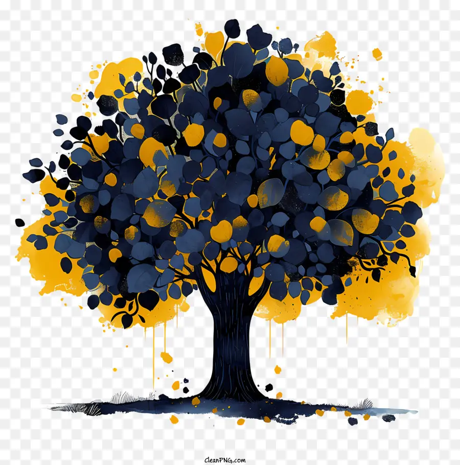 tree colorful tree abstract art blue sky yellow bark