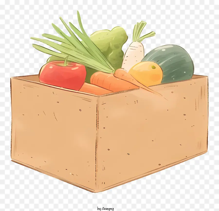 vegetable box wooden box carrots tomatoes bell peppers