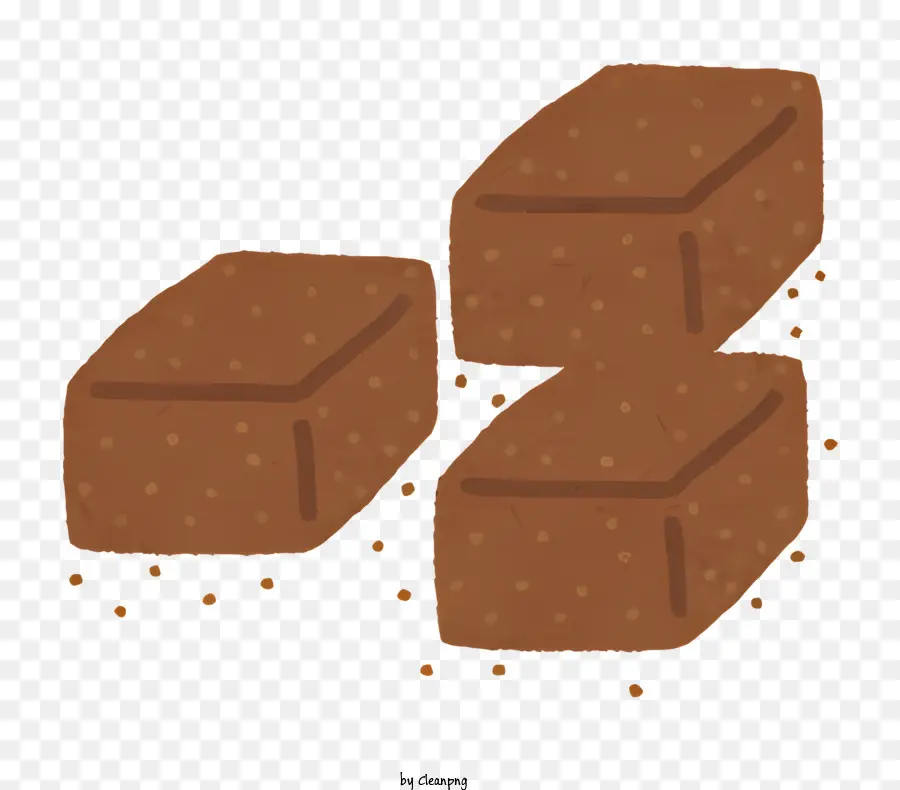 Elementi alimentari in mattoni disegno in mattoni marroni bordi arrotondati disegno minimalista - Tre mattoni marroni impilati sulla superficie nera