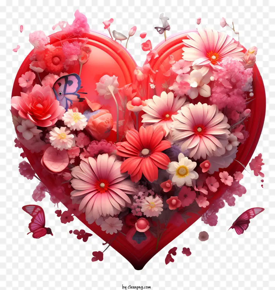 Rose Rosse - Disposizione floreale a forma di cuore con farfalle, trasmettendo amore