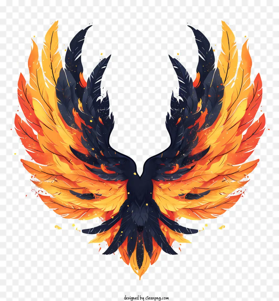 Flügel - Buntes Feuervogel mit flackernden Flammen symbolisiert die göttliche Kraft