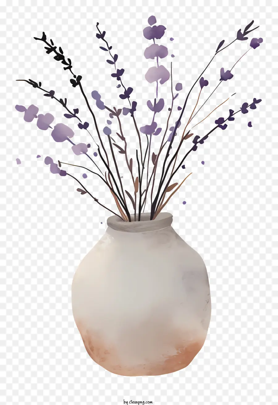 Hoa oải hương trong bình thủy tinh bình gốm bình hoa bình hoa bình hoa - Bình trắng với hoa màu tím, sự sắp xếp đối xứng