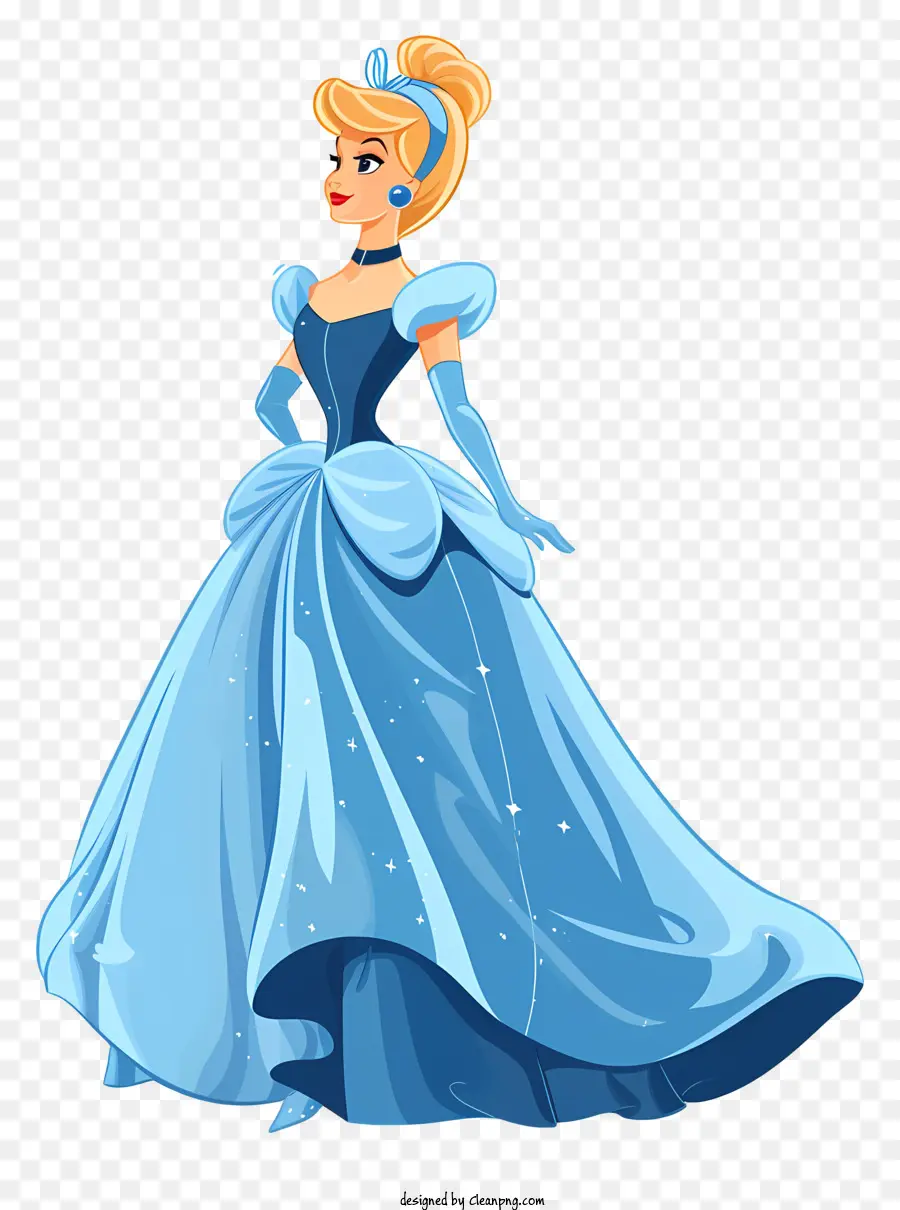 Cinderella - Monochromatisches Bild von Prinzessin im blauen Kleid