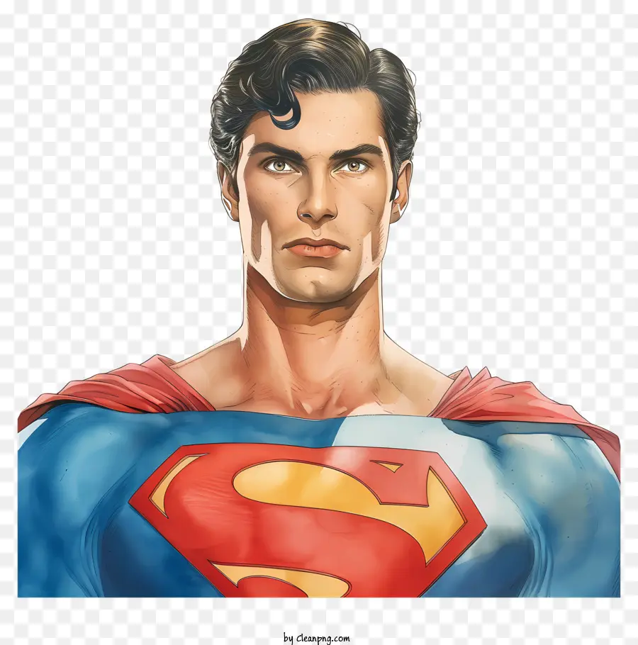 Superman - Ernsthafter Superman im Schwarz -Weiß -Kostüm