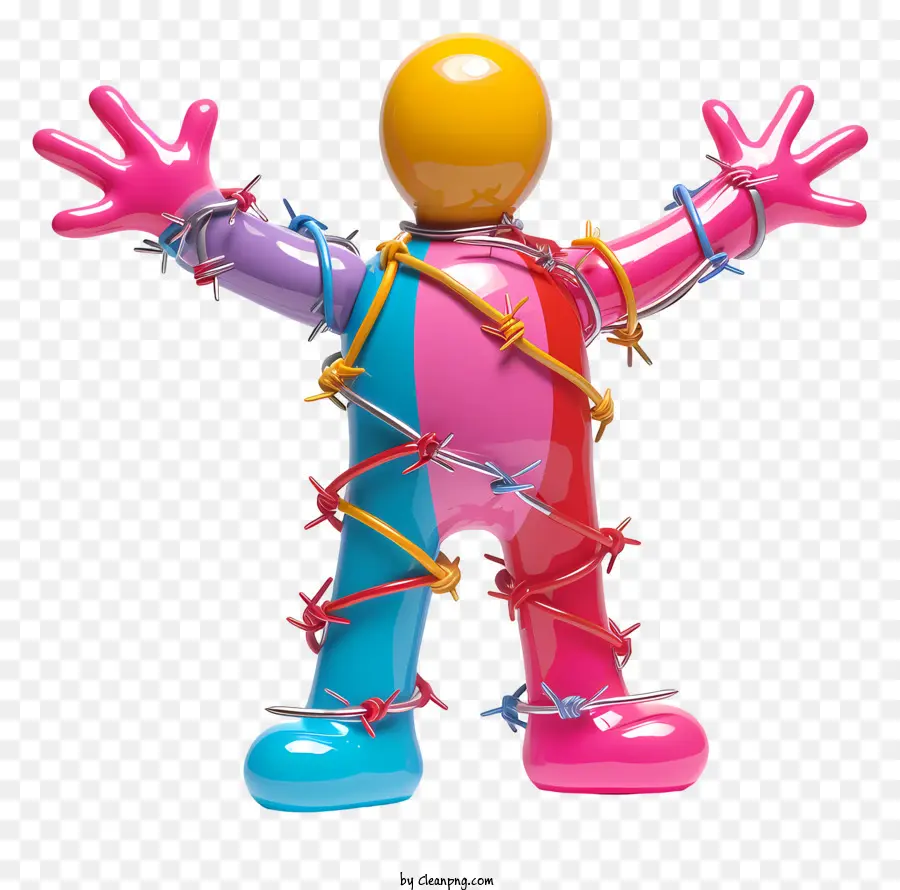Ballonfigur rosa - Buntes, kreativer Zeichentrickfigur mit ausgestreckten Armen