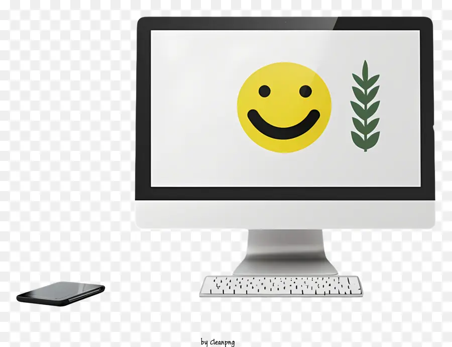 smiley Gesicht - Computerbildschirm, das Smiley -Gesicht auf dunklen Hintergrund zeigt