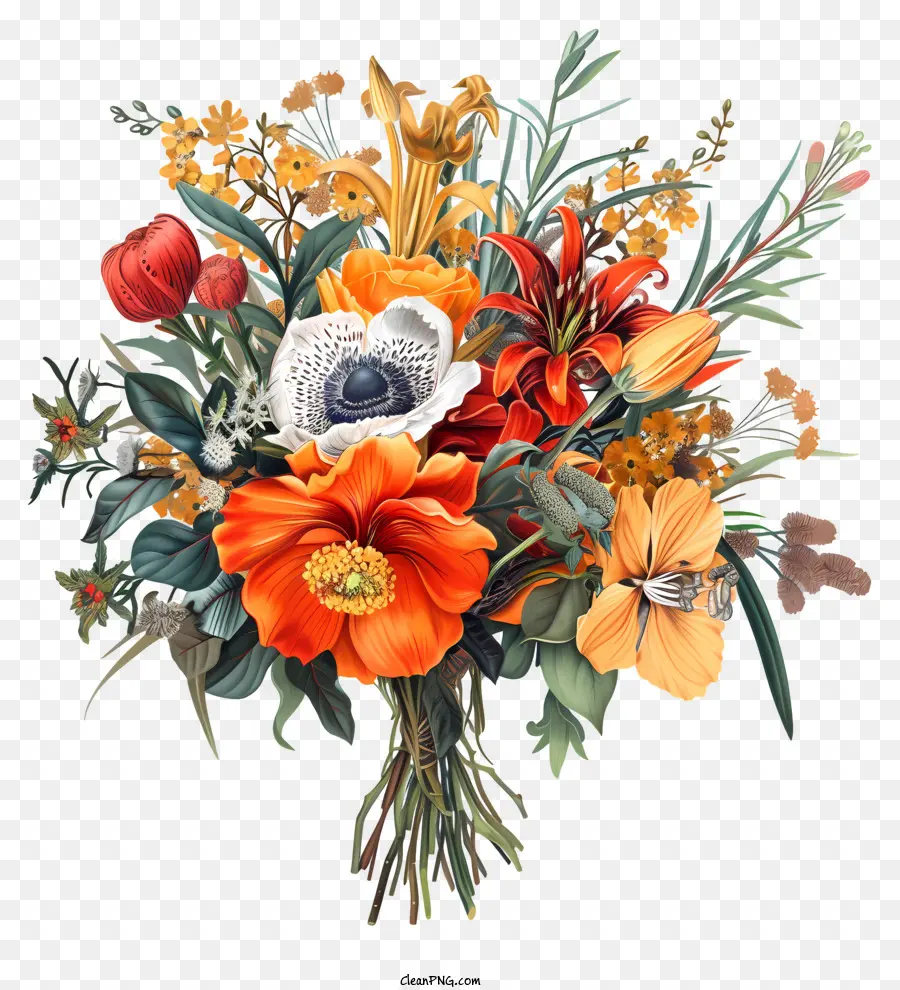 Đám cưới bó Hoa - Những bó hoa màu cam và trắng rực rỡ