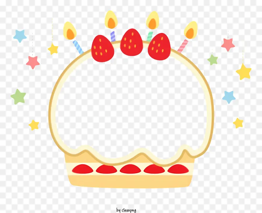 Frame di cibo - Torta di compleanno con candele e stelle illuminate
