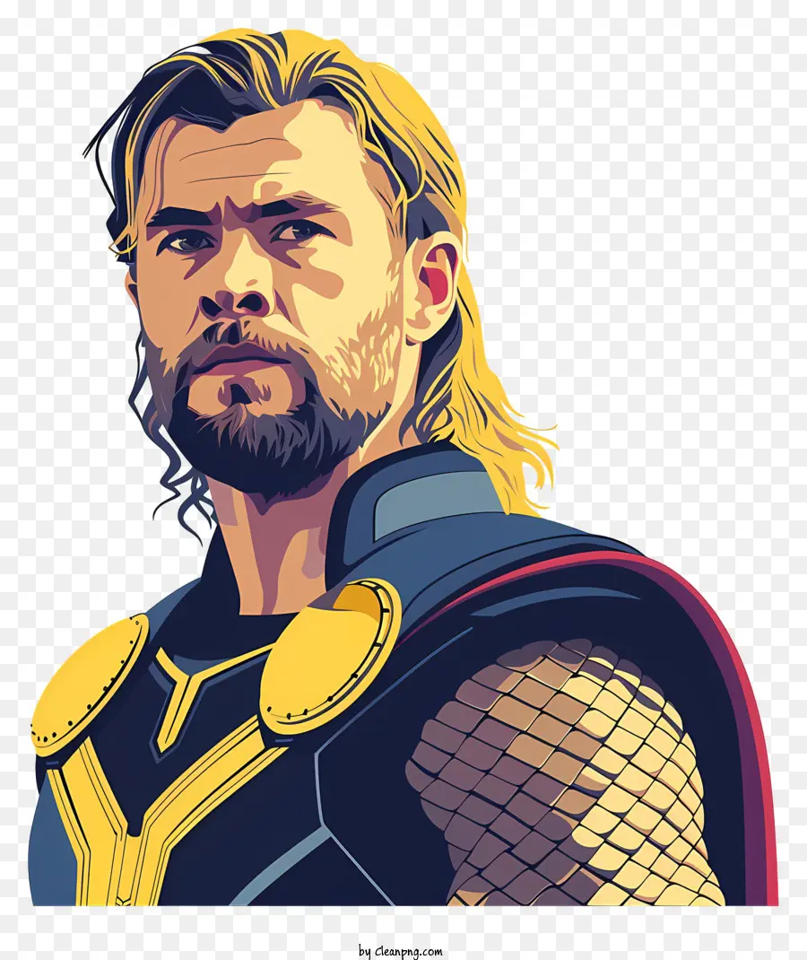 Superhelden - Cartoon Thor mit blonden Haaren und Bart