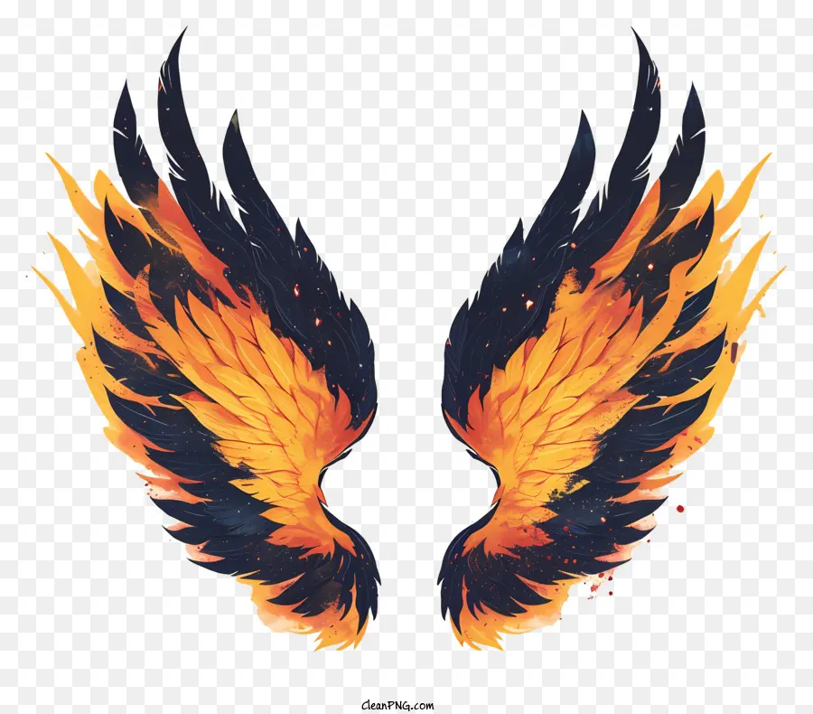 Feuerflügel Feurige Flügel Feuerelement Flammenflügel ungeklärte Symbolik - Zwei feuerflügelte Kreaturen auf getrennten Plattformen
