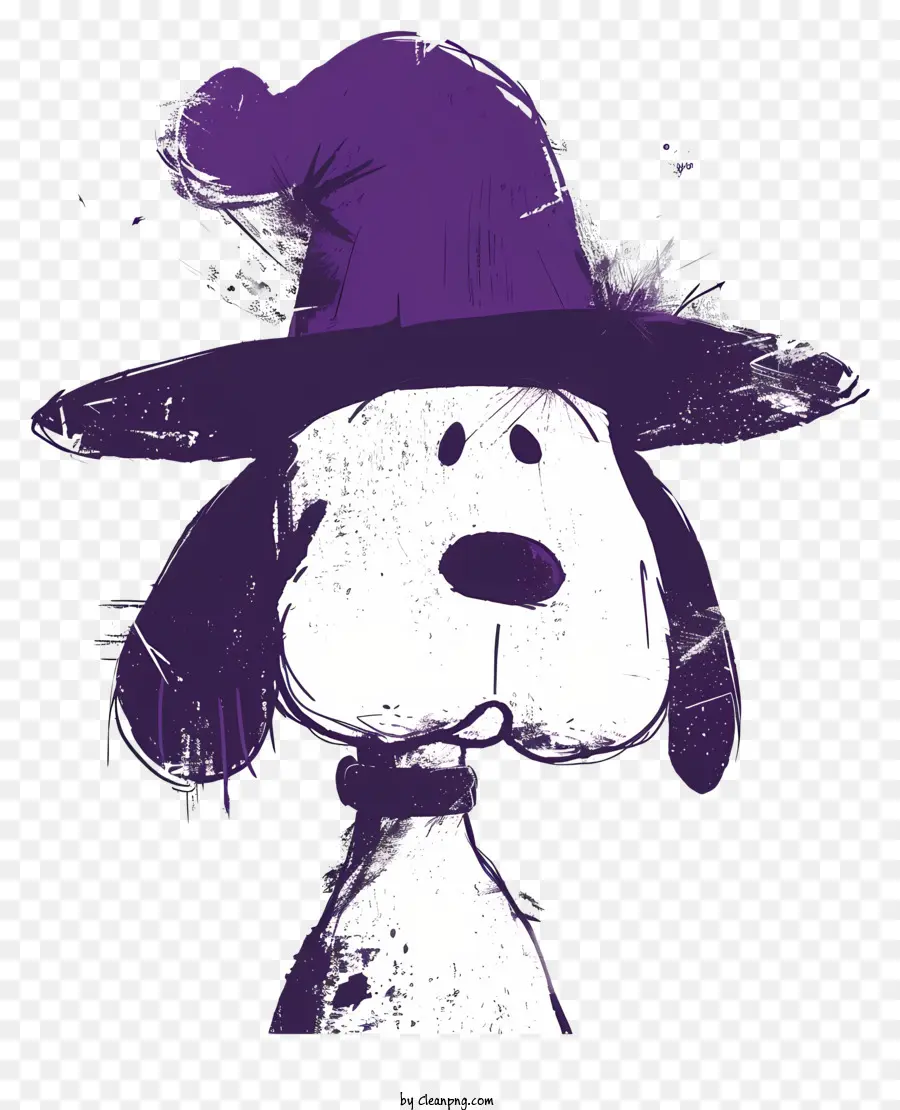 cartoon Hund - Cartoon Hund in Hexenhut, glücklicher Ausdruck