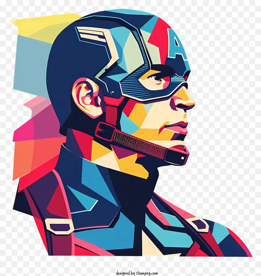 Captain America - Abstrakter Charakter mit farbenfrohen Mustern, militärischer Einfluss