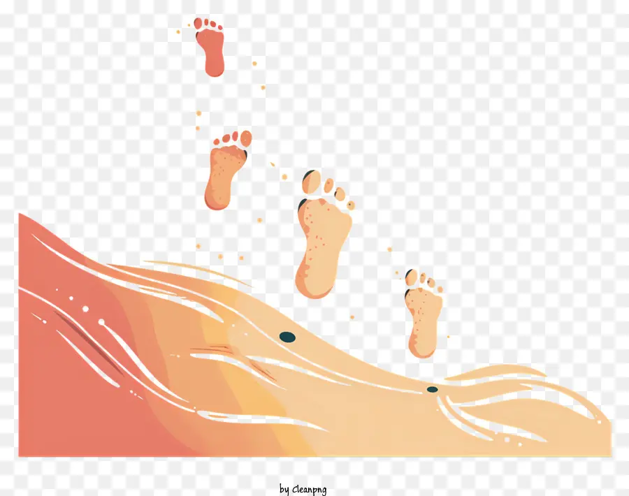 Dấu chân - Hình bóng của bàn chân đi trên bãi biển với sóng