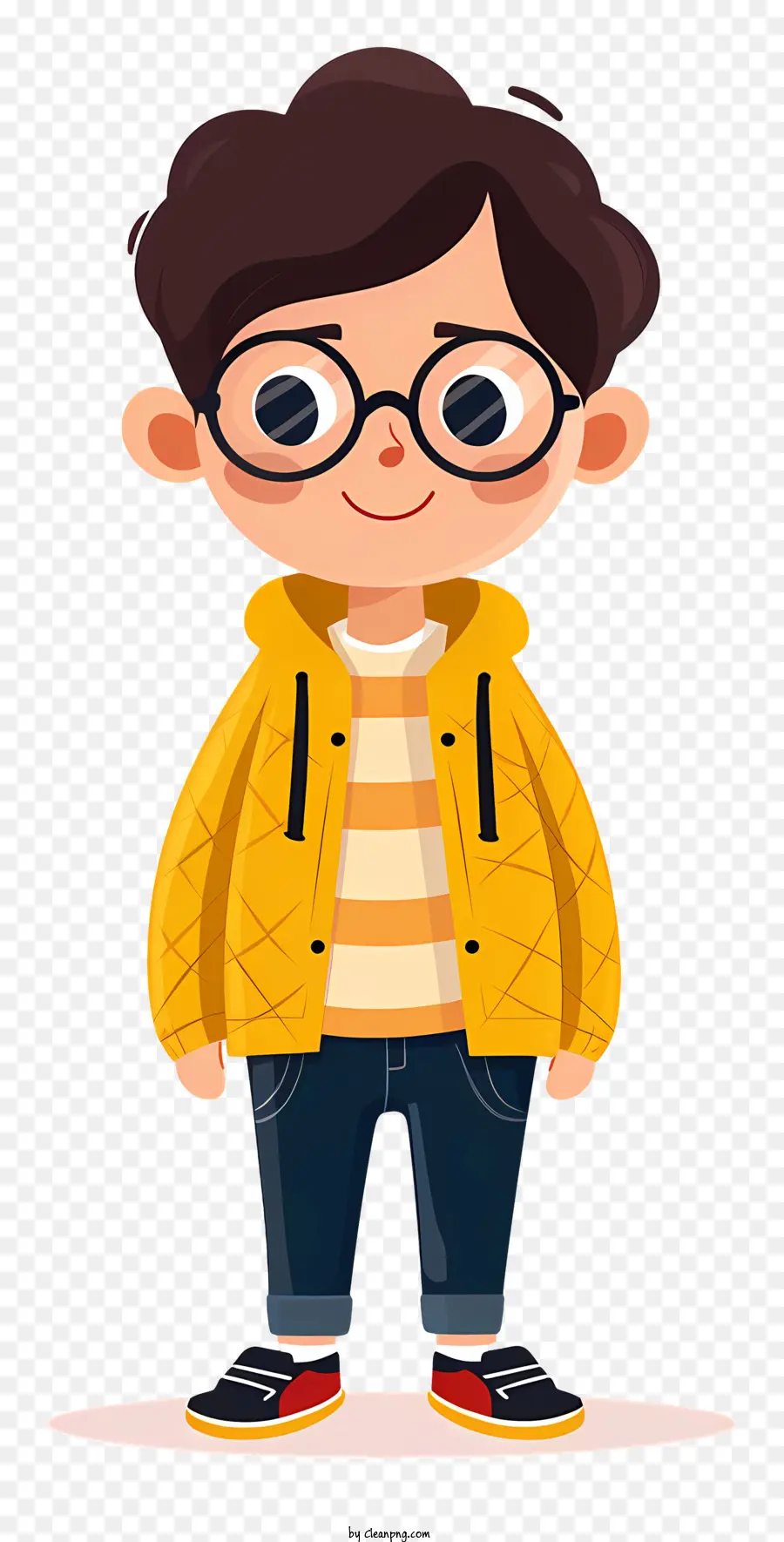 Brille - Person in gelber Jacke mit Brille, glücklich
