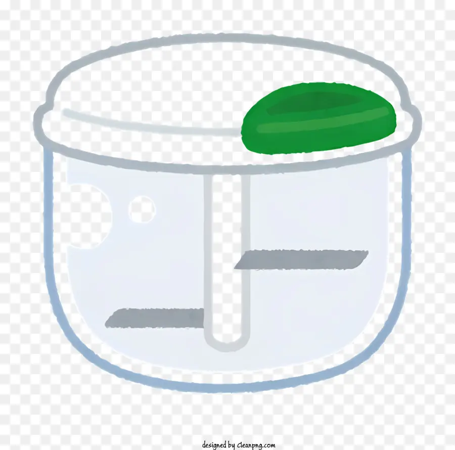 Küchenelemente mit einem klaren Plastikbehälter mit dem Griff - Kleiner, klarer Plastikbehälter mit grünem Deckel