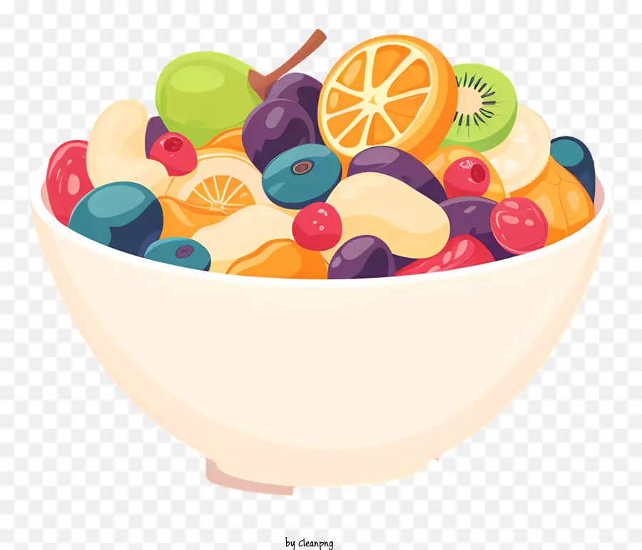 sfondo bianco - Immagine: ciotola di frutta in porcellana piena di varietà