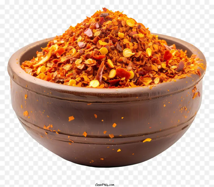 Chilli Flakes Powder Spices Bowl Red Chilies Gỗ bát - Bát gia vị ớt đỏ trên nền gỗ