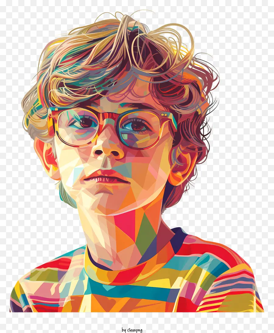 Brille - Kleiner Junge mit Brille in ernsthaften Ausdruck