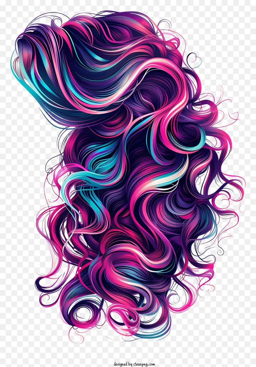 wig hair curly pink blue