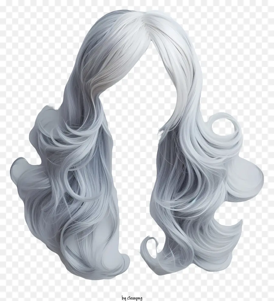 Frisur - Langes, graues, welliges Haar über den Kopf der Frau kaskadiert