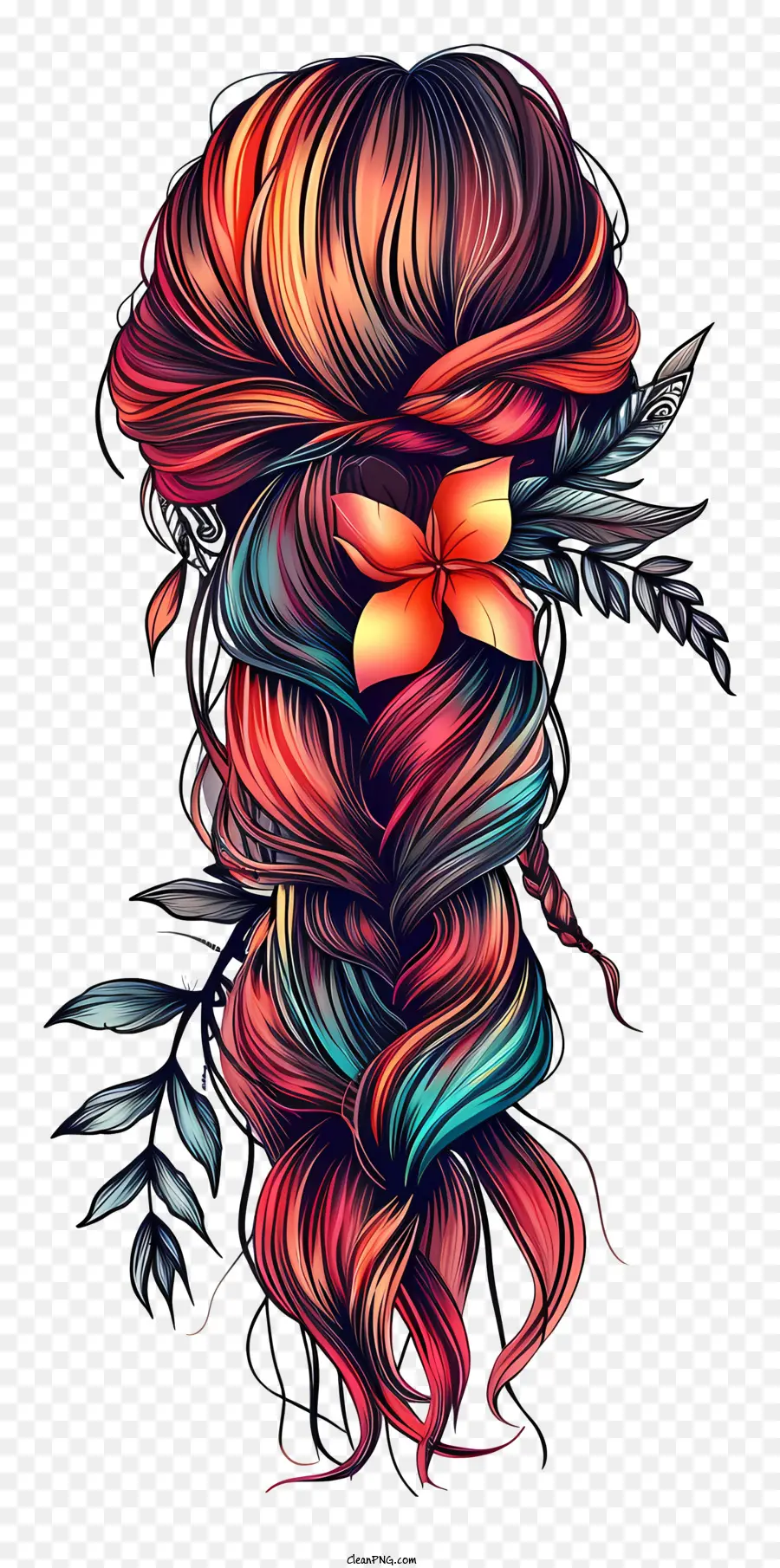 geflochtene Haar Perücke lockiges Haar Frisur Haare Zeichnung Haarpflege - Frau mit langem, lockigem Haar in lebendigen Farben