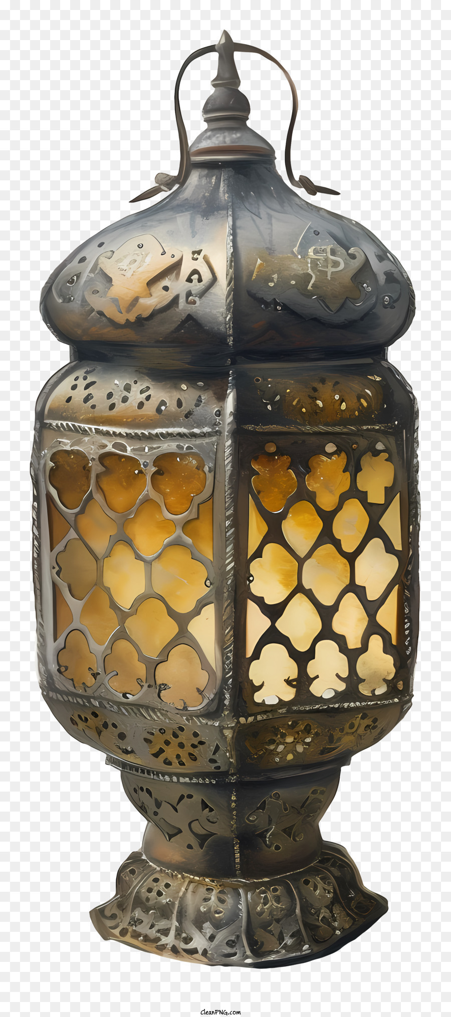 islamische Lampe - Komplizierte Metalllaterne mit goldenem Finish und Mustern