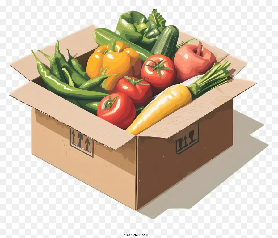 Gemüsekasten Obst und Gemüse Schachtel mit Paprika Tomaten - Schachtel frisches, sortiertes Obst und Gemüse
