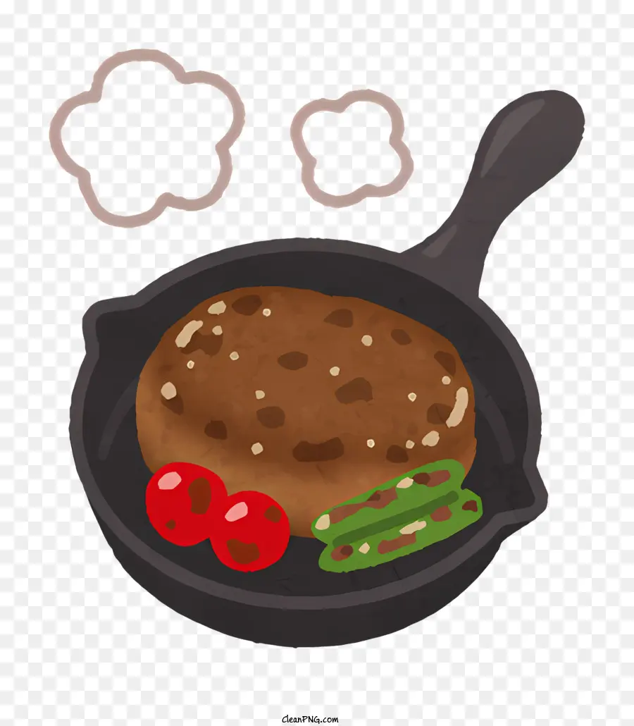 các yếu tố nhà bếp skillet rau thịt bò nấu chín - Thịt bò sống và rau dày vào chảo