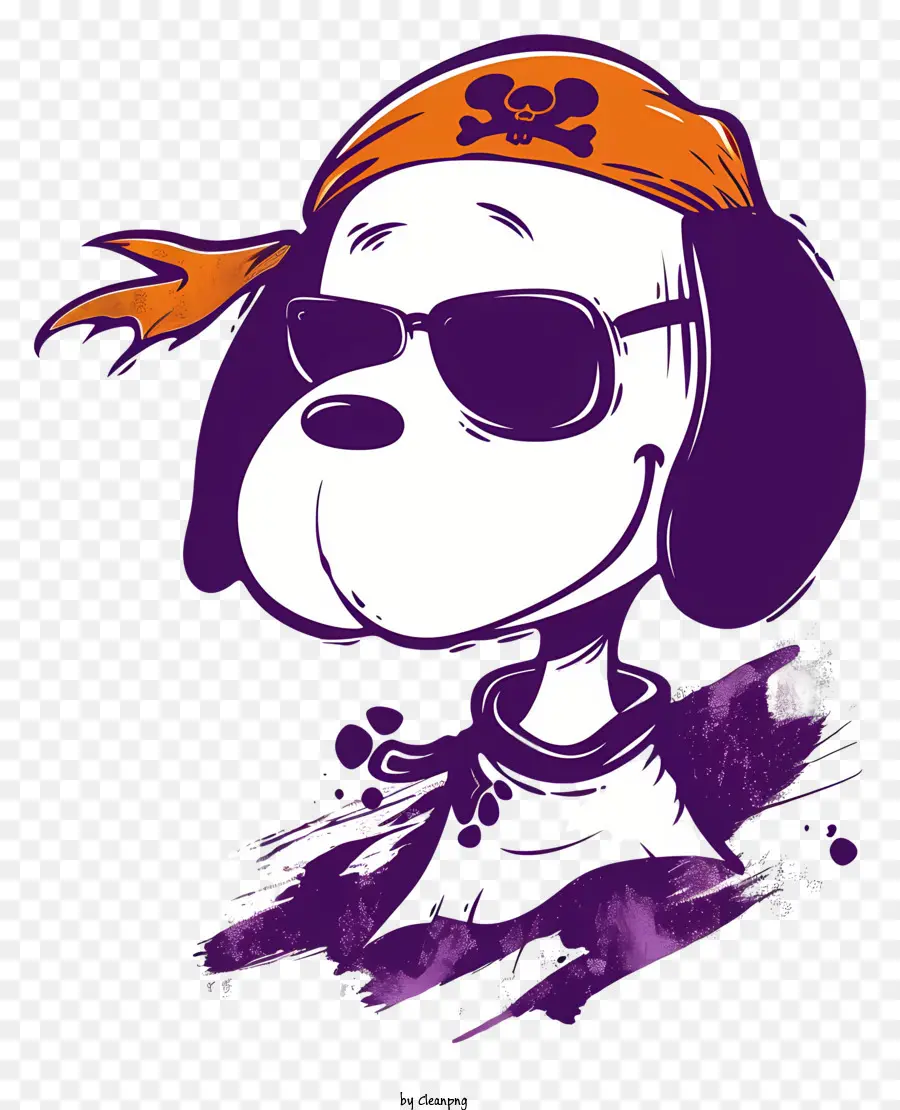 snoopy - Carattere pirata dei cartoni animati con occhiali da sole e sorriso