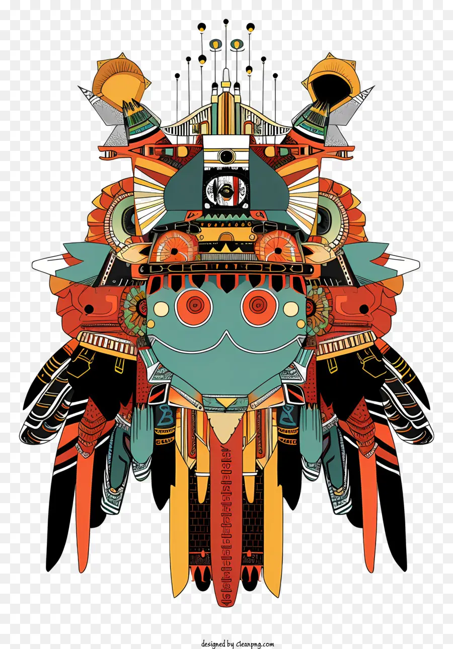 Inca Empire Mandgear Thiết kế đầy màu sắc Thiết kế hình học robot tương lai màu sắc tươi sáng - Thiết kế đầy màu sắc, hình học với trung tâm robot tương lai