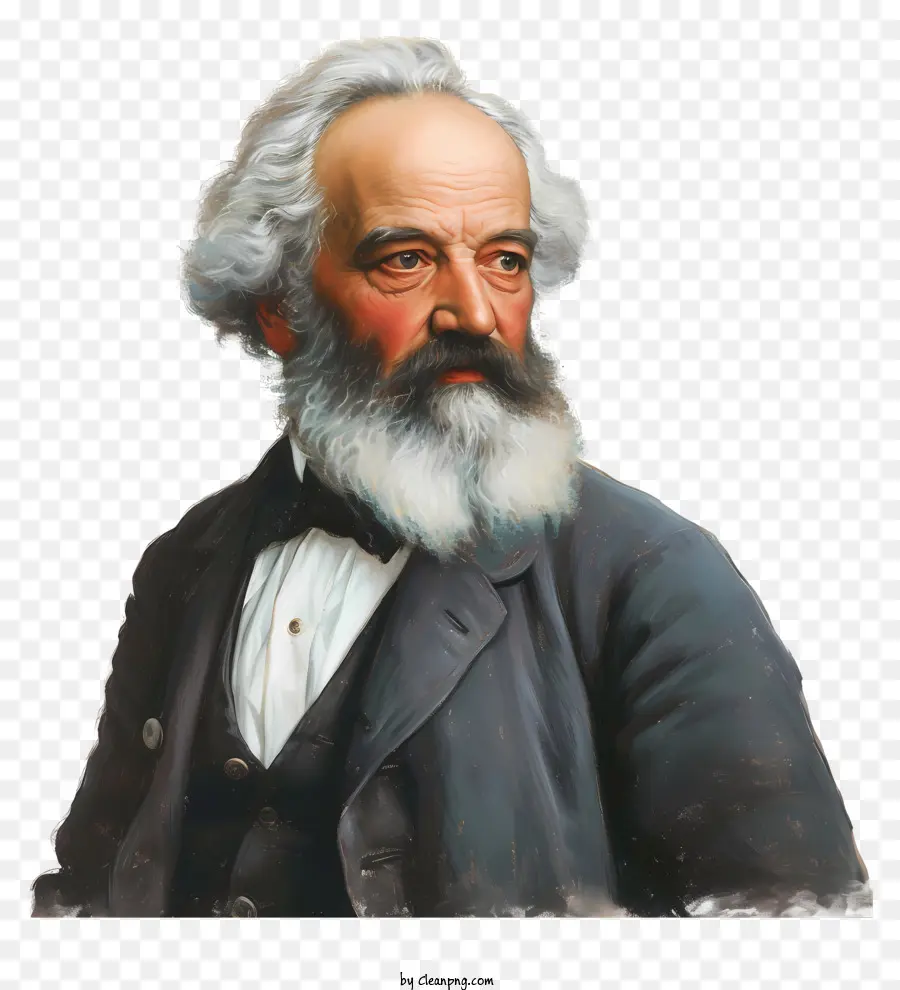 Karl Marx - Schwarz -Weiß -Gemälde des ernsthaften alten Mannes