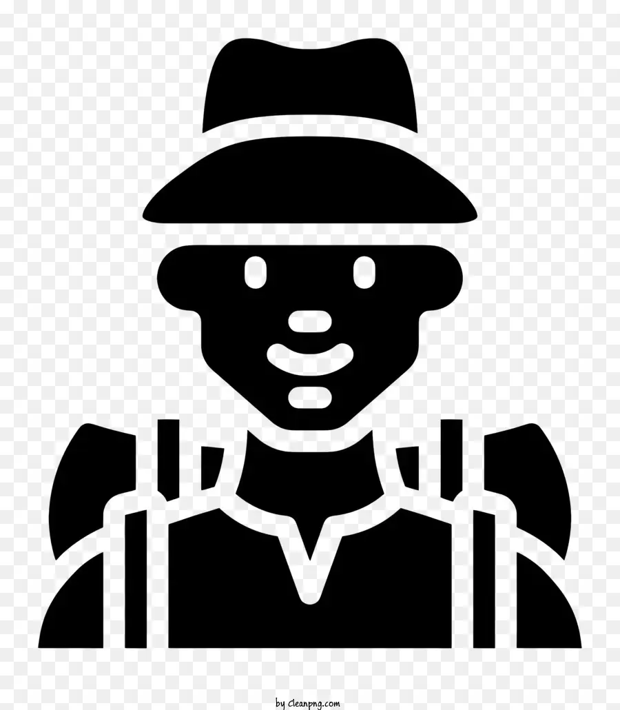 Camper Man Sketch Man in bianco e nero nel ritratto uniforme del cappello - Schizzo in bianco e nero di un uomo serio