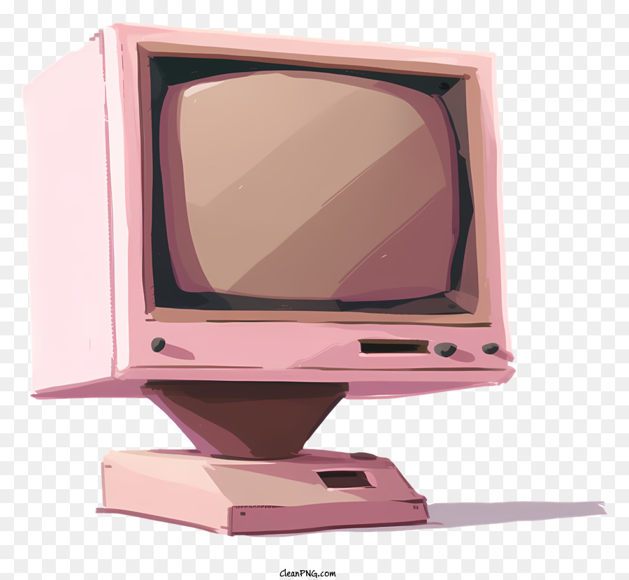 Computermonitor Retro -Fernseher Vintage TV Pink TV Nostalgic Monitor - Leuchtend rosa Fernseher mit weißem Bildschirm und Tastatur