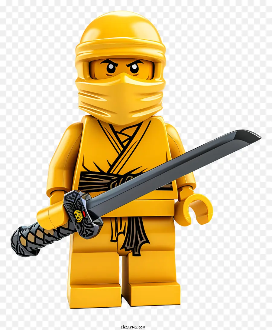 Ninjago hành động hình trang phục màu vàng, nhân vật có con dao lớn - Hình trang phục màu vàng cầm con dao lớn
