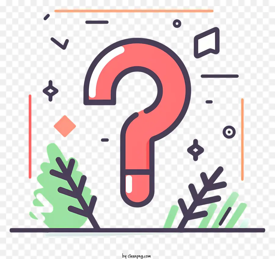 il punto interrogativo - Marco interrogativo rosso circondato da piante e foglie