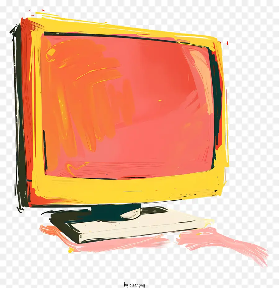 Computer Monitor Computerbildschirm Zeichnung bemalter Bildschirm rot und blau - Computerbildschirm mit 