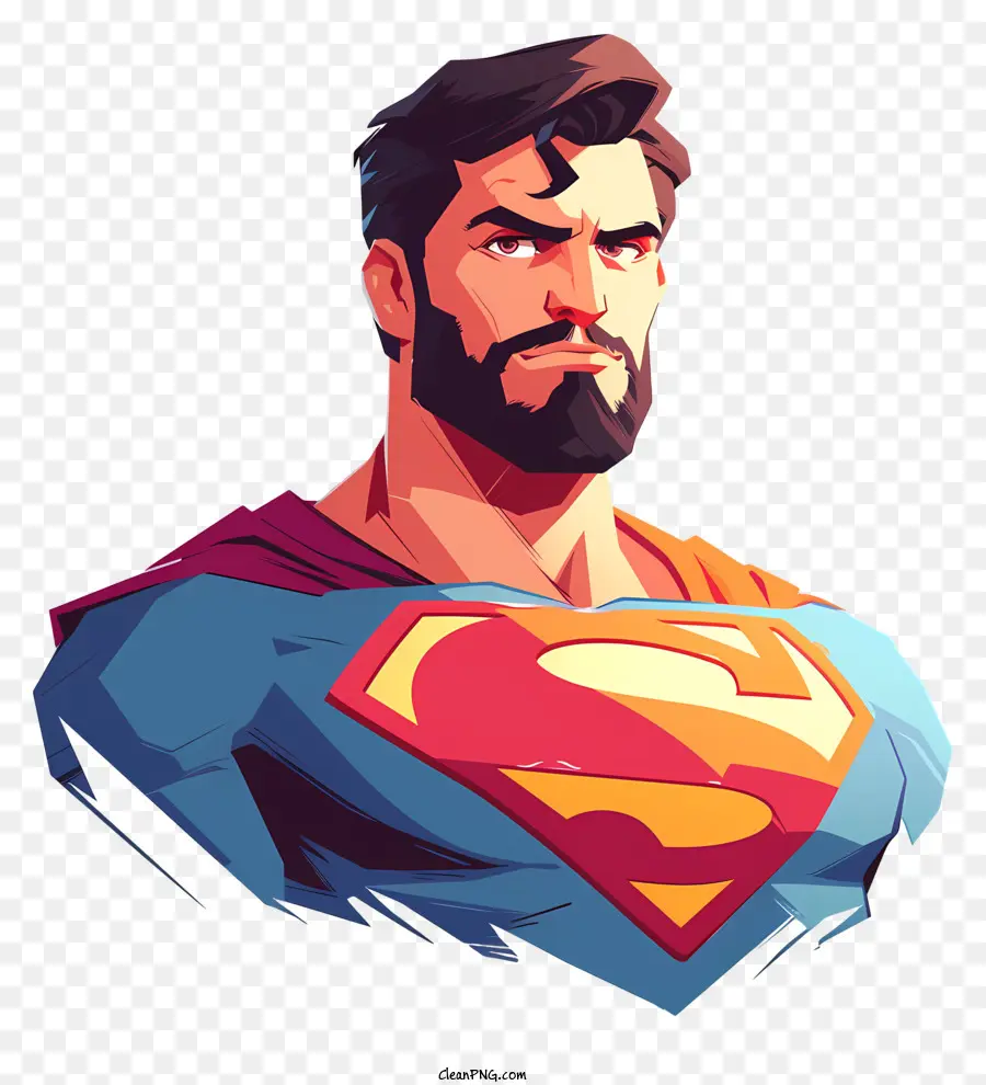 Superman - Ernsthafter Superman mit geschlossenen Augen und gemeißelten Kieferlinien